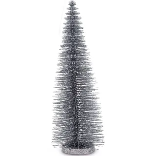 Deko Glitzerbaum 45 cm - großer Metall-Tannenbaum dunkel-silber Ø 14 cm - XL Dekobaum für Advent, Weihnachten und Winter