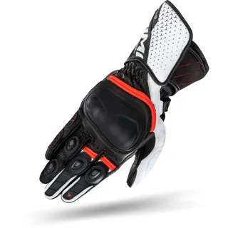 Shima ST-3 Motorradhandschuhe Herren - Touchscreen, Sommer, Sport Leder Handschuhe mit Carbon Knöchelprotektor, Handflächen- und Fingerschieber, Verstärkte Handfläche (Weiß/Rot, 3XL)