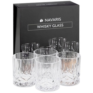 Navaris Whiskyglas 4er Set Whiskey Gläser Rum Gläser Whiskygläser Whisky Gläser Tumbler, Glas weiß