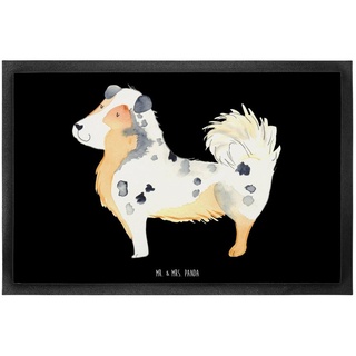 Fußmatte 60 x 90 cm Australien Shepherd - Schwarz - Geschenk, Sprüche, Schmutz, Mr. & Mrs. Panda, Höhe: 0 mm schwarz
