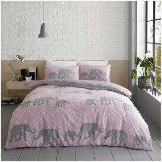 GC GAVENO CAVAILIA Geometrischer Bettbezug für Doppelbett, Elefanten-Bettwäsche, Rosa, superweiche Bettbezüge (200 x 200cm)