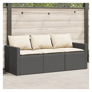 vidaXL Gartensofa 3-Sitzer Loungeset schwarz