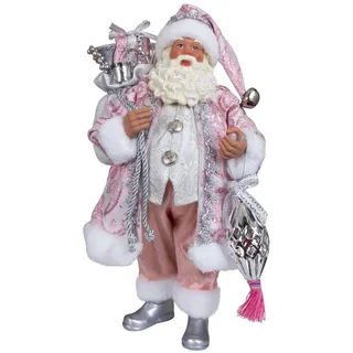 Christmas Paradise Weihnachtsmann Deko Figur 38 cm (Weihnachtsdeko, 1 St., stehend), rosa-silber rosa|silberfarben