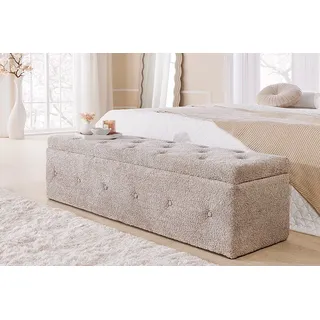 riess-ambiente Bettbank EXTRAVAGANCIA 140cm champagner greige · Stauraumbank aus Bouclé-Stoff (Einzelartikel, 1-St), Klappdeckel · Schaumstoffpolsterung · Sitzbank im Chesterfield-Design beige