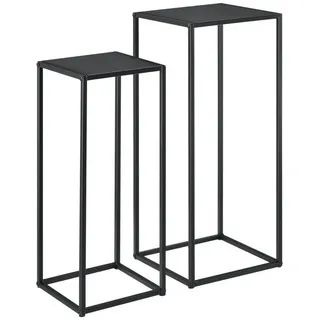 [en.casa] Beistelltisch Barbaricina 2er-Set Säulenform Schwarz