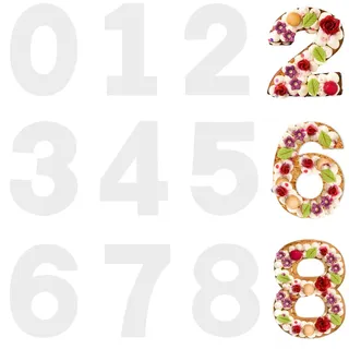 Jidyllic 10 Zoll Kuchenform Zahlen,9 Pcs 0-8 Zahlen DIY Backen Kuchen Schablonen Backform Zahlen Orte Zahlen Vorlage für Kuchen für Geburtstag Hochzeit Jahrestag Tortendekoration