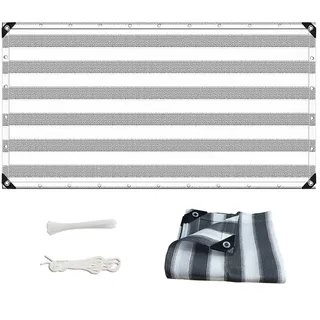 MAODUZI Balkon Sichtschutz 90x700cm, Balcony Privacy Screen UV Schutz Balkon Abdeckung Sichtschutz mit Ösen für Balkongeländer Terasse Gärten - Grau-weiß gestreift