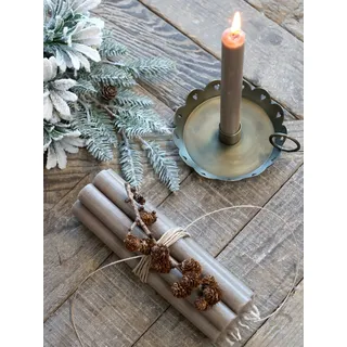 8er Pack Stabkerzen H:18 cm Ø:2 cm div. Farben Brenndauer 7 Stunden Kerze Advent Weihnachten Geburtstag, Farbe:Leinen