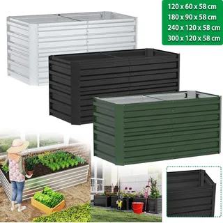 UISEBRT Hochbeet Metall 120x60x58cm - 435L Pflanzkübel aus verzinktem Stahl, rechteckiges Gartenbeet für Gemüse, Kräuter, Blumen, Obst in Grün - Grün
