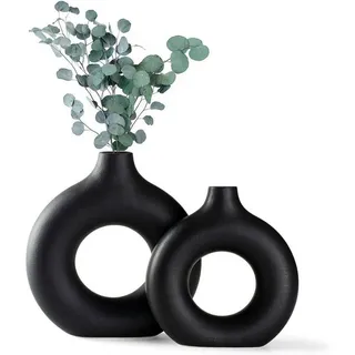 menayoda Vasen für Pampasgras Moderne Vase Schwarz Keramik Deko Set