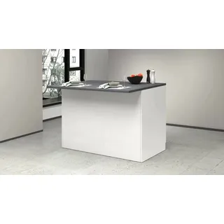 Kücheninsel Emmanuel, 2-türiger Küchenschrank, zusätzlicher Ablagetisch, 100 % Made in Italy, 125 x 90 x 90 cm, glänzendes Weiß und Schiefer