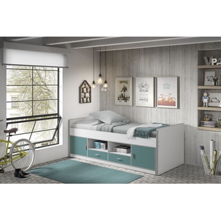 Einzelbett VIPACK "Bonny" Betten Gr. Liegefläche B/L: 90 cm x 200 cm Betthöhe: 60 cm, kein Härtegrad, grün (weiß, türkis) Betten mit Bettkasten