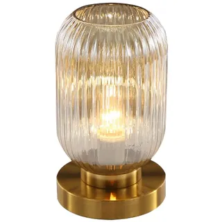 Postmoderne Schreibtischlampe Wohnzimmer Tischlampe mit Stecker Sockel aus Messing Lampenschirm aus Glas Schlafzimmerlampe Kleine Tischlampe für Nachttisch Nachttischlampe (Clear,A)