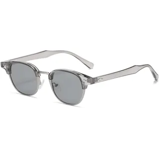 Hviomru Classic Polarisierte Runde Sonnenbrillen für Damen und Herren Retro-Stil Halbbügelrahmen Sonnenbrillen Grau-Silber/Grau