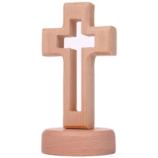 Zwenjuan Holz Stehendes Kreuz,Holz Kreuz mit Basis Handgeschnitzte Religiöse Kreuze,Kreuz Figur Holz Standkreuz,Verwendung als Tischdekoration,Raumdekoration,Ostergeschenk