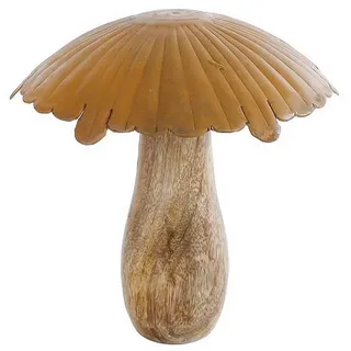 Macosa Home Dekofigur Holzpilz Skulptur Dekopilz Holz Wohndeko Rost Natur Deko (14 x 14 x 17 cm), Pilzfigur Herbstdeko Pilz-Statue Herbst beige|braun