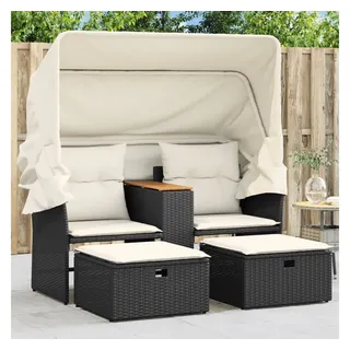 vidaXL Gartensofa 2-Sitzer Loungesofa schwarz