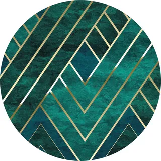 KOMAR Vliestapete "Jade" Tapeten 125x125 cm (Breite x Höhe), rund und selbstklebend Gr. B/L: 125 m x 125 m, Bahnen: 1 St., grün (grün, gold) Vliestapeten