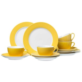 Ritzenhoff & Breker Kombiservice Doppio Kaffeeservice 12er Set, Porzellan gelb Luxentu