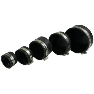 Aquaforte Muffenstopfen Flexible Endkappe 110 mm Fitting für Rohre /Beton,PVC,KG, (Set), Endkappe, 110 mm, 110 mm für 110 mm Rohr, 105-117 MM Spannbereich schwarz