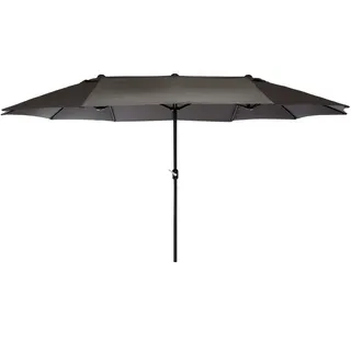 Nexos Trading Doppelsonnenschirm Sonnenschirm XXL mit Kurbel anthrazit 4,50m Polyester Stahl Terrasse Garten Pool Oval-Schirm Marktschirm