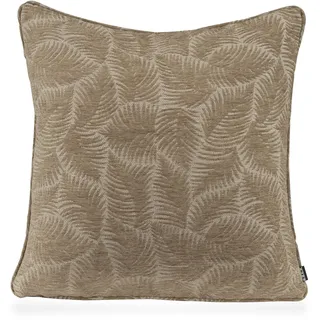 Dekokissen H.O.C.K. "Nelly", braun (braun, taupe, geblümt), B:60cm H:10cm L:60cm, Baumwolle, Leinen, Polyacryl, Polyester, Viskose, Dekokissen_Sitzkissen_Kissenhüllen, mit Blätter-Muster, Kissenhülle mit Füllung, 1 Stück