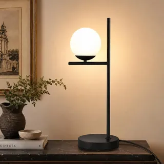 ZMH Tischlampe Wohnzimmer Nachttischlampe E27 - Schwarz Tischleuchte Modern Glas Design Nachttischleuchte Vintage Retro Industrial Tischlicht mit 1,5M Kabel für Schlafzimmer Kinderzimmer Büro