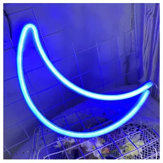 MUPOO LED Dekolicht LED Neon Sign Neon Schild - USB oder batteriebetrieb Neonlicht, Leuchtschilder Neon Sign Light, Schlafzimmer Weihnachten Party Kinderzimmer,Wand LED Deko Blauer Mond