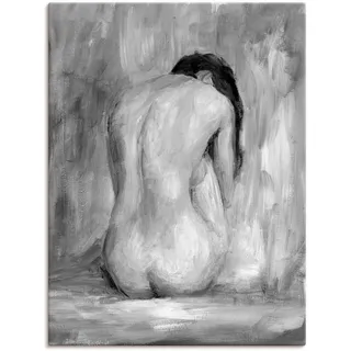 Wandbild ARTLAND "Figur in schwarz & weiß II" Bilder Gr. B/H: 45 cm x 60 cm, Leinwandbild Frau Hochformat, 1 St., grau Kunstdrucke