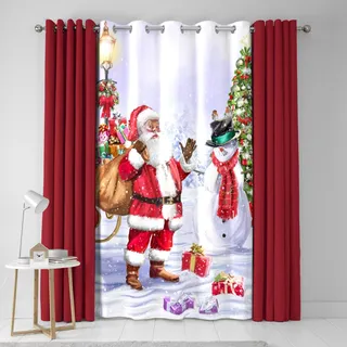 Fusion Traditioneller Weihnachtsvorhang Öse 55 x 214 cm Mehrfarbig 2 St.