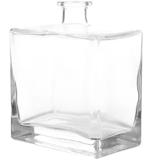 PAMINGONO Flache Glasvase Transparente Glasflasche Quadratische 350ml Dekorative Aromatherapie Flasche mit Einfachem Elegantem Design für Tischdeko und Ornament