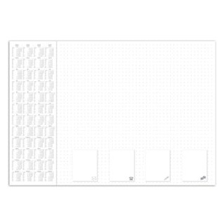 RNK Schreibunterlage 46647, dotted, weiß, Papier, gepunktet, 30 Blatt mit Kalender 60 x 42cm