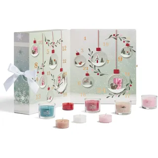 Yankee Candle Buch-Adventskalender 2022 | Duftkerzen-Geschenkset | 12 gefüllte Votivkerzen, 12 Teelichter und 1 Teelichthalter | Snow Globe Wonderland Kollektion