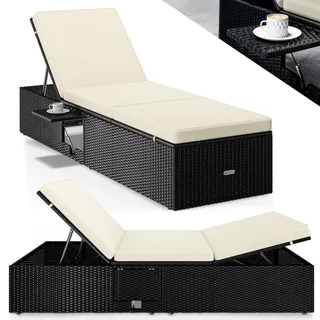 CASARIA Sonnenliege 200 x 58 x 33 cm Schwarz Creme