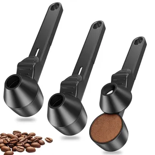 3 Stück Kaffeelöffel Trichter, Kaffeelöffel Portionierer Kunststoff Kaffee Messlöffel mit Trichter Langer Griff Dosierlöffel Kaffeemesslöffel für Kaffee Pulver Proteinpulver (Schwarz)