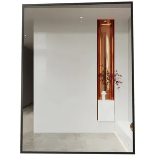 Boromal Spiegel Wandspiegel Schwarz Metallrahmen Rattan Rechteckig 50x70 60x80 40x60 (Schwarzer Rahmen, Wand Spiegel, Runder Spiegel) schwarz Rechteckig | 50 cm x 70 cm