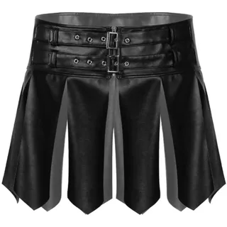 WSZJLN Männer Sexy Minirock Kunstleder Quastenrock Halloween Kostümball Kostüm Verstellbare Schnalle Reißverschluss Bund Minirock-Schwarz, M
