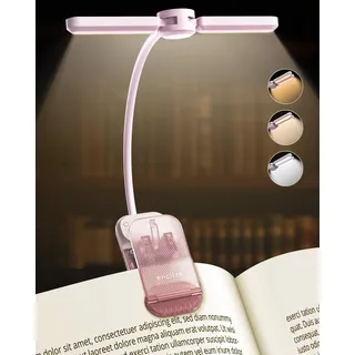 enclize Leselicht, wiederaufladbares Buchlicht zum Lesen im Bett, 180 ° verstellbarer Lichtkopf, augenschonende 3 Farbtemperatur und stufenloses Dimmen, ideal für Leseliebhaber - Rosa