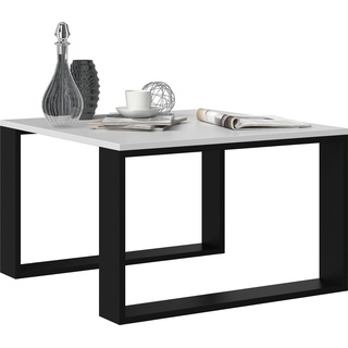 Topeshop, Couchtisch + Beistelltisch, MODERN MINI Tisch 67x67x40 cm Weiß/Schwarz
