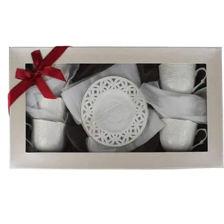 Edles Geschenkset Teetassen Kaffeetassen Set 12 Teilig (D2, Gold) Tassen für 6 Personen aus Porzellan Espressotassen Mokka Kaffeeservice Mokkaservice Teeservice Tee Espresso Türkische Mokkatassen