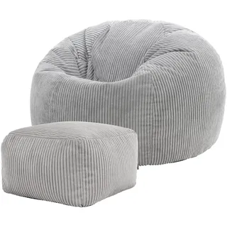 I.C.O.N. Icon Kingston Sitzsack Cord und Hocker mit Füllung, Grau