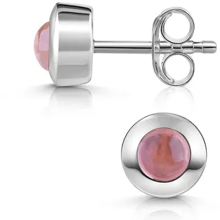 Materia Paar Ohrstecker Turmalin Edelstein Ohrringe Pink Rosa rund SO-207, 925 Sterling Silber silberfarben