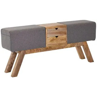 tinkaro Sitzbank SEMO Turnbock aus grauem Stoff und Holz mit Stauraum grau