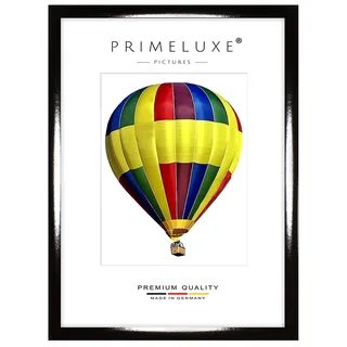 PrimeLuxe Holz Bilderrahmen 50 x 75 cm (Bildmaß) in Schwarz-Hochglanz | Farbe und Größe wählbar | Rahmen für Poster | Puzzle | Foto collage | MADE IN GERMANY
