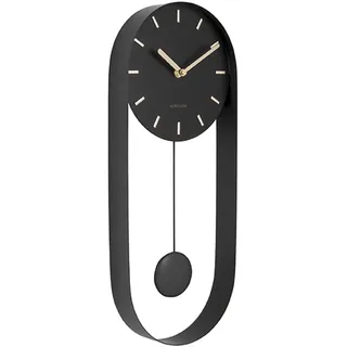 Karlsson Wanduhr Pendulum Charm - Schwarz - 50x20x4,8cm | Rund - skandinavisch - Stahl - Wanduhr Modern Wohnzimmer - Wanduhren