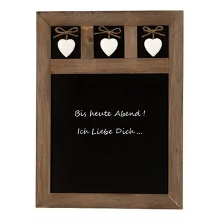 LB H&F Lilienburg Wandtafel Kreidetafel Holzrahmen Wandtafel Holztafel Dekotafel 40x30cm Herz, (vintage retro shabby hygge landhaus Deko-Board memo board herzen romantisch Einkaufsliste, küchentafel memotafel küche deko schreibtafel wandtafel schultafel), Wandeko Memoboard Küchendeko schwarz