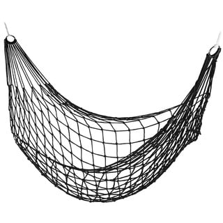Relaxdays Netzhängematte, leichte Outdoor Hängematte für 1 Person, ideal für Camping oder im Garten, bis 120 kg, schwarz, Polyester