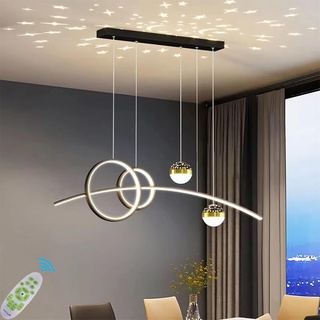 Lanekd Hängeleuchte/Pendelleuchte LED Wohnzimmerlampe Höhenverstellbar Esstisch Hängelampe Gold Aluminium Kronleuchter für Esszimmer Büro Schlafzimmer Hängend Lampe (Schwarz, L100CM)