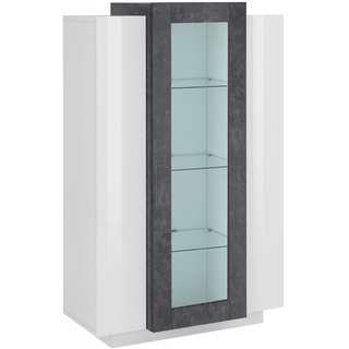 Dmora Vitrine Kevin, Sideboard mit drei Türen, Mehrzweck-Wohnzimmermöbel, 100% Made in Italy, cm 80x38h121, glänzend weiß und Schiefer