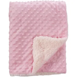 CREVENT Gemütlicher, weicher Fleece-Überwurf, warme Sherpa-Rückseite, Babydecke für Kleinkinder, Kinderbett, Kinderwagen, 75 x 100 cm, rosa Punkte
